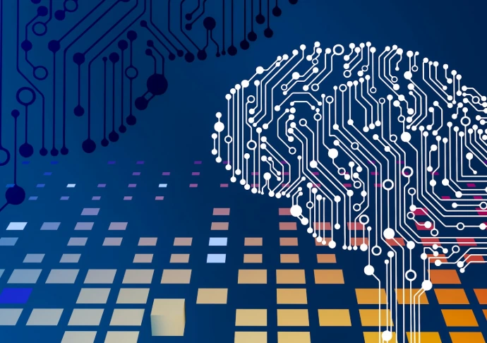 Illustration d'un cerveau en circuit imprimé, symbole de l'intelligence artificielle